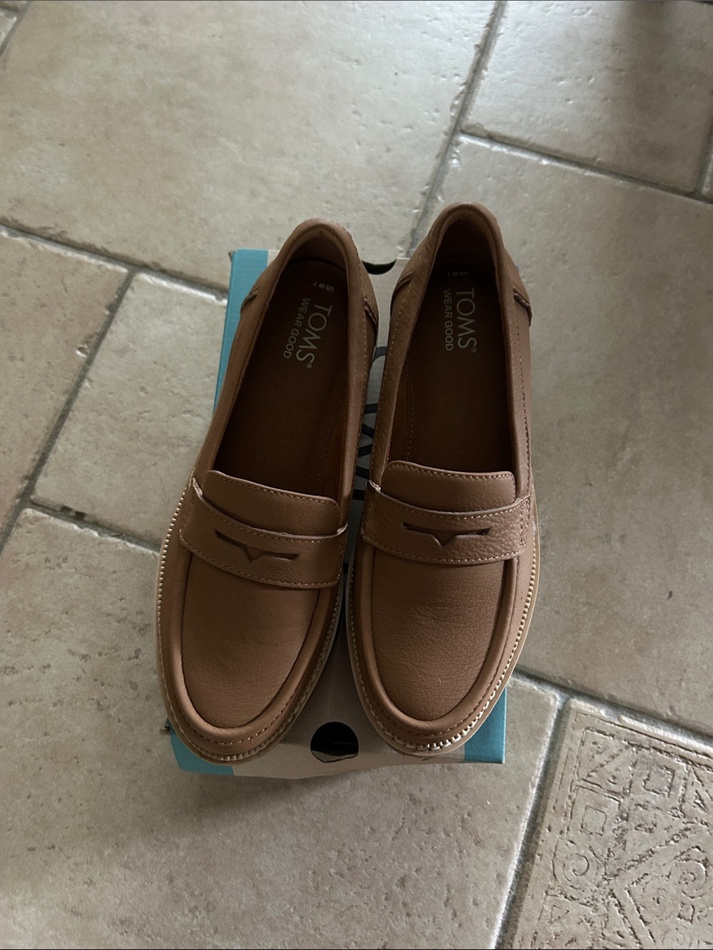 Toms Women's Brown Leather Penny Loafers